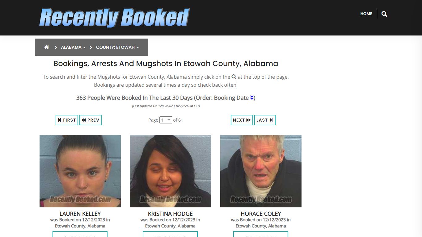 Bookings, Arrests and Mugshots in Etowah County, Alabama - Recently Booked